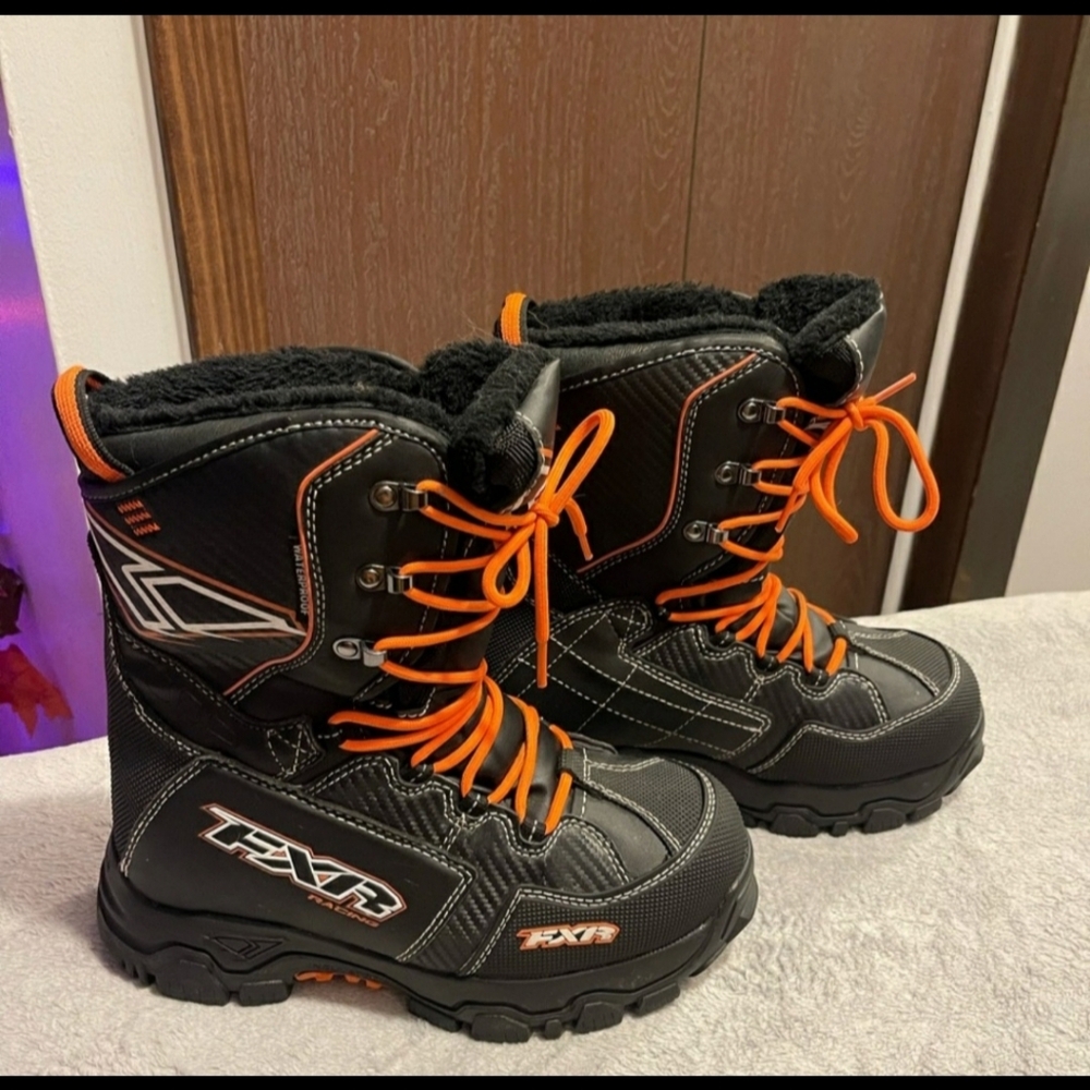 Women's Black and Orange Lace-Up Boots